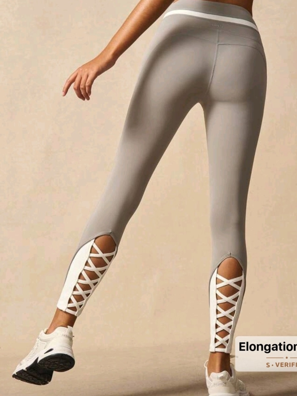 Varsitie High-Waist Gray and White Active Leggings Size Med. NWOT